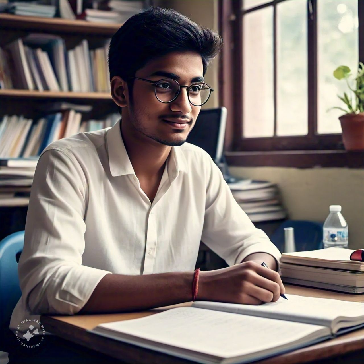 A man sitting in a chair, poised and focused, preparing for an oral exam, exuding confidence and readiness.